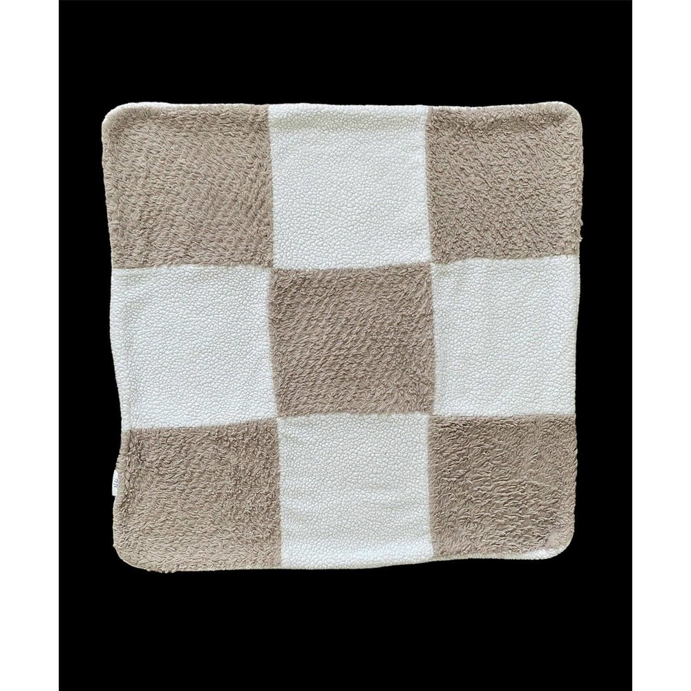 Kyle & Deena Brown White Patch Work Plush Unisex Soft Blanket 27x29